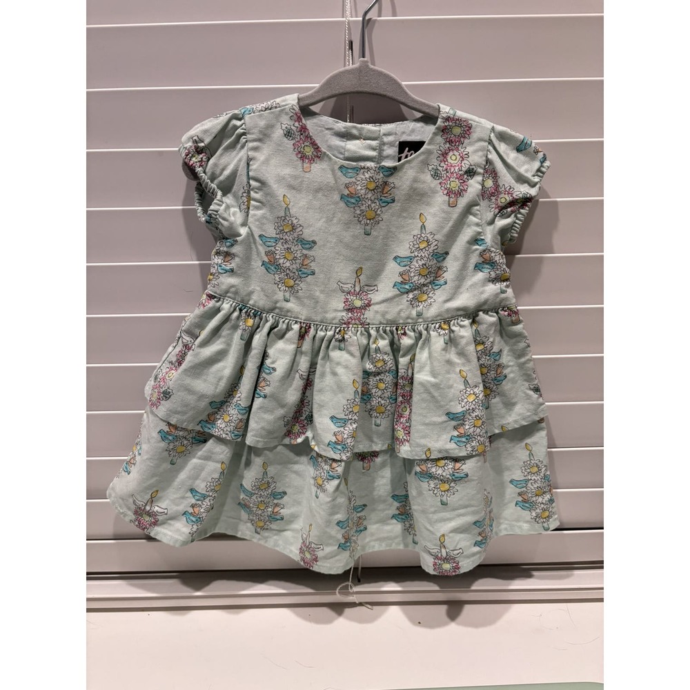 Tea Floral Short Sleeve Ruffle Dress Set Size 9-12 Months